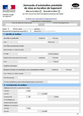 Demande d'autorisation préalable de mise en location de logement
